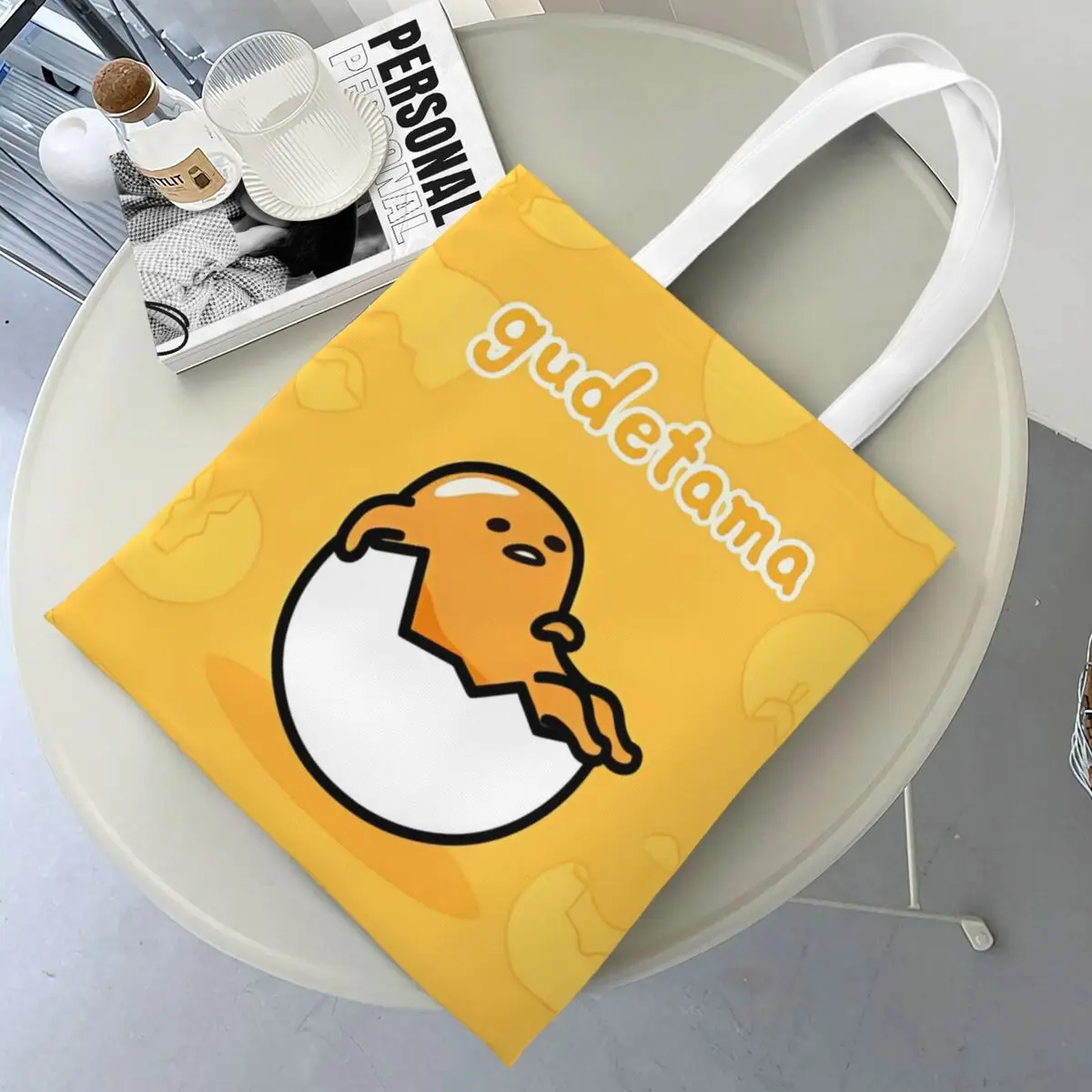 Gudetama The Lazy Egg Canvas Tote Handbag Grocery Bags Large Capacity Shopper Bags for Women