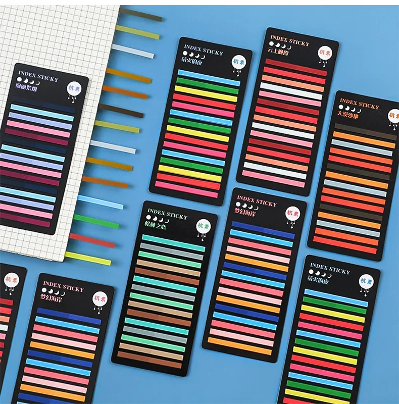 300Sheets Transparent Index Tabs Memo Pad Rainbow Color Sticky Notes Paper Stationery Notepad Bookmark School Office Supplies