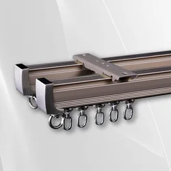 ZSHINE-Classic Ivory Champagne Straight Track Zn Alloy Pulley Nano Silence Thick Curtain Rails Accessories