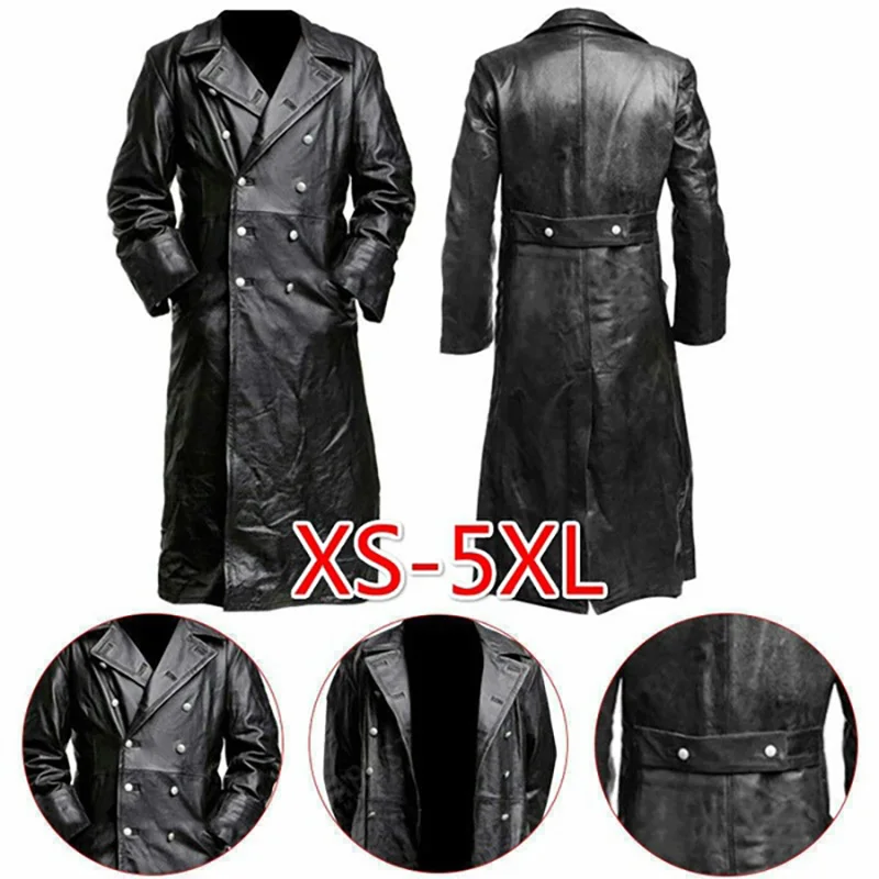 Men\'s Winter Coats Motorcycle Men\'s Biker Coat Leather Trench Coat Especially Men\'s Long Men\'s Clothing 2023 Fashion Jackets