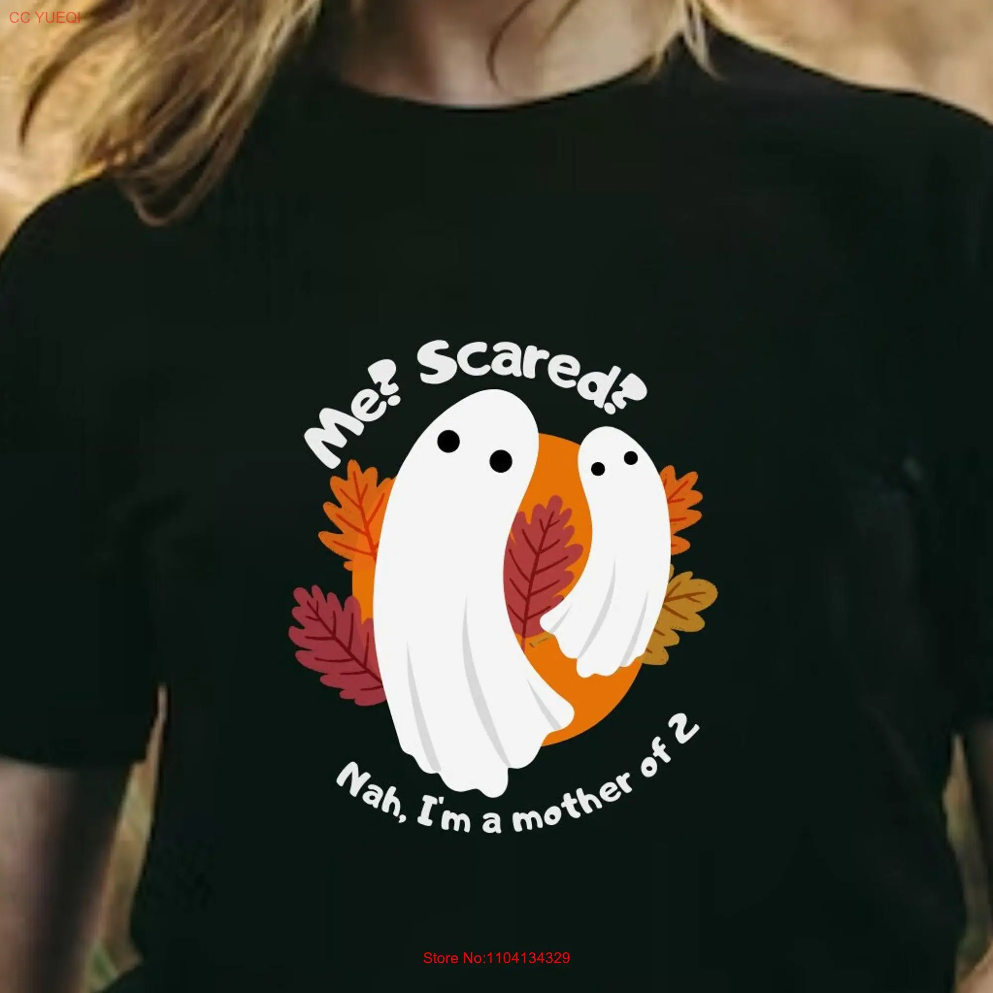 Halloween Mother of Two T Shirt Mom Spooky Season Mama Cute long or short sleeves