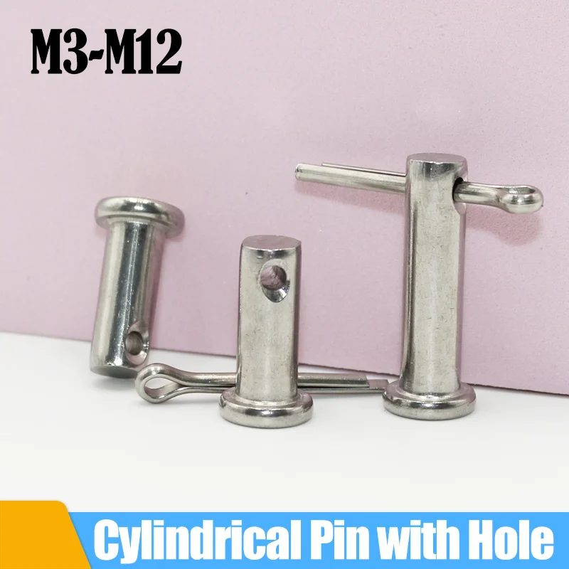 

304 Stainless Steel with Hole Pin Shaft Cotter Pin Set Flat Head Cylindrical Pin Plug Pin Positioning Pin M3M4M5 M6 M8M10M12~M20