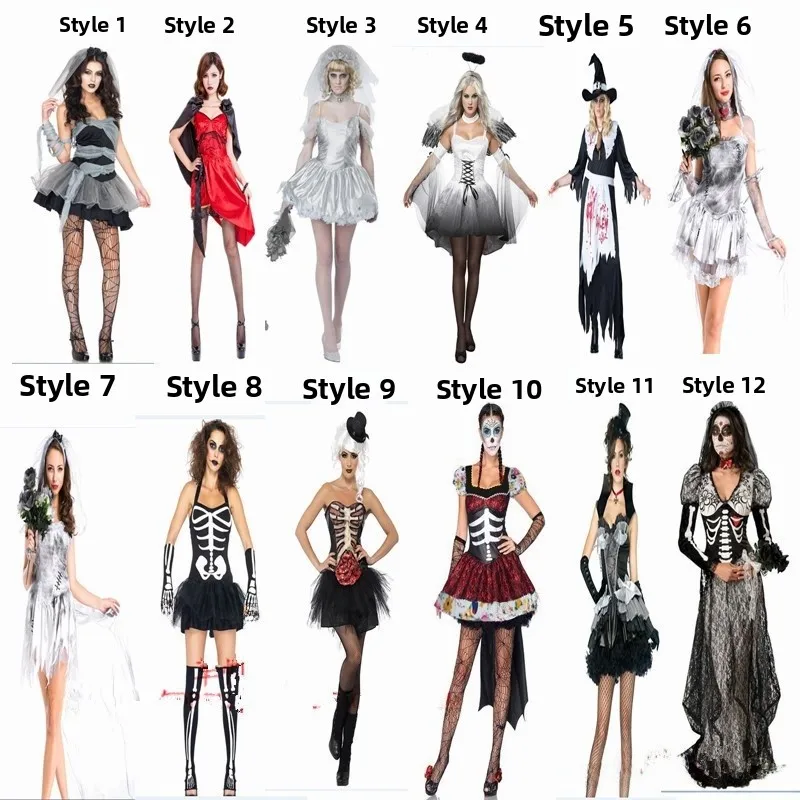 

Halloween Costume Zombie Witch Bride Party Cosplay Women's Traditional Ethnic Stage Performance Clothing Suitable for Ages 18-25