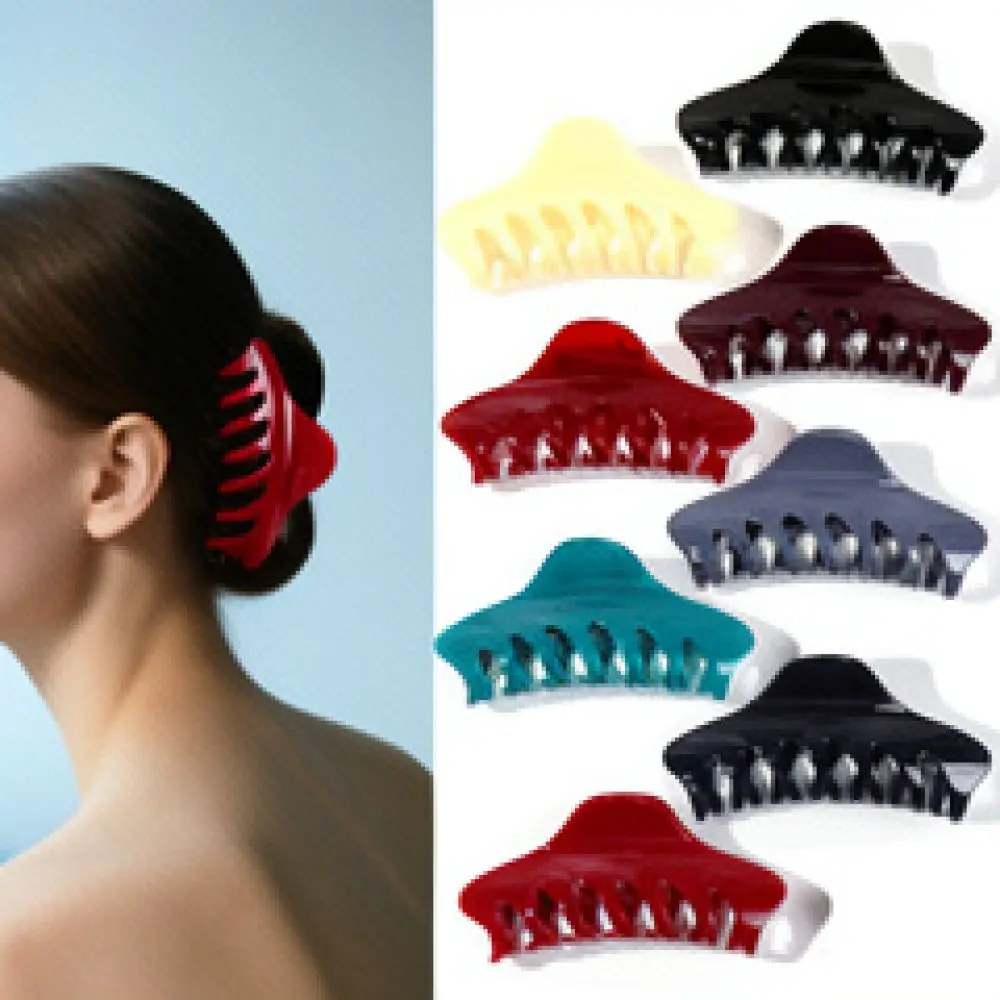 For QIYUE Women Fashion Hair Claw Clip Polka Dot Pattern Korean Style Elegant Shark Clamp Geometric Daily Updo Styling Hairpin