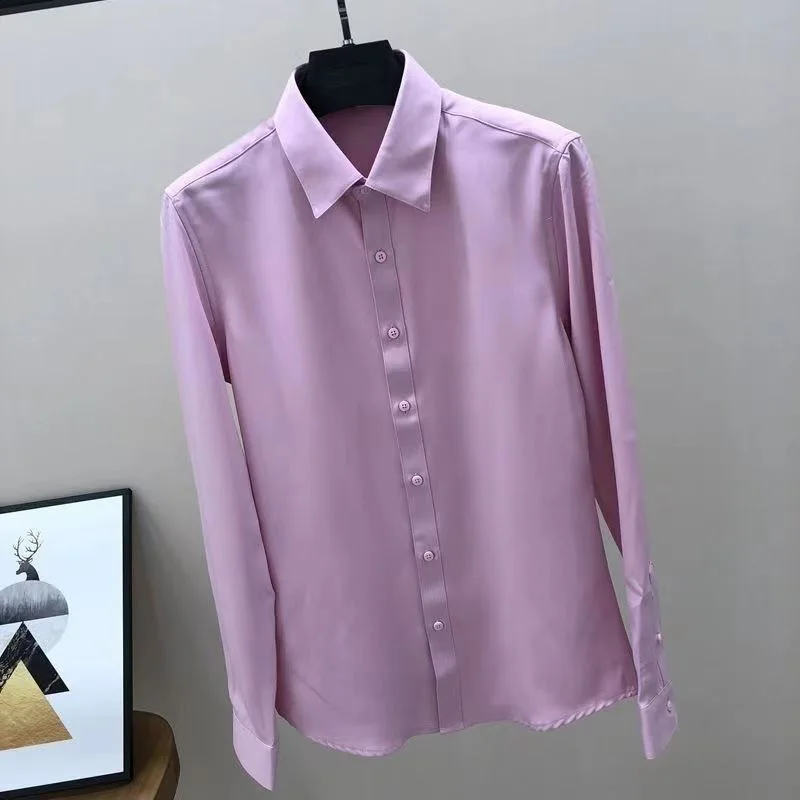 Fashion Lapel Button Loose Korean Shirts Men's Clothing 2023 Autumn New Oversized Casual Tops Solid Color All-match Shirt