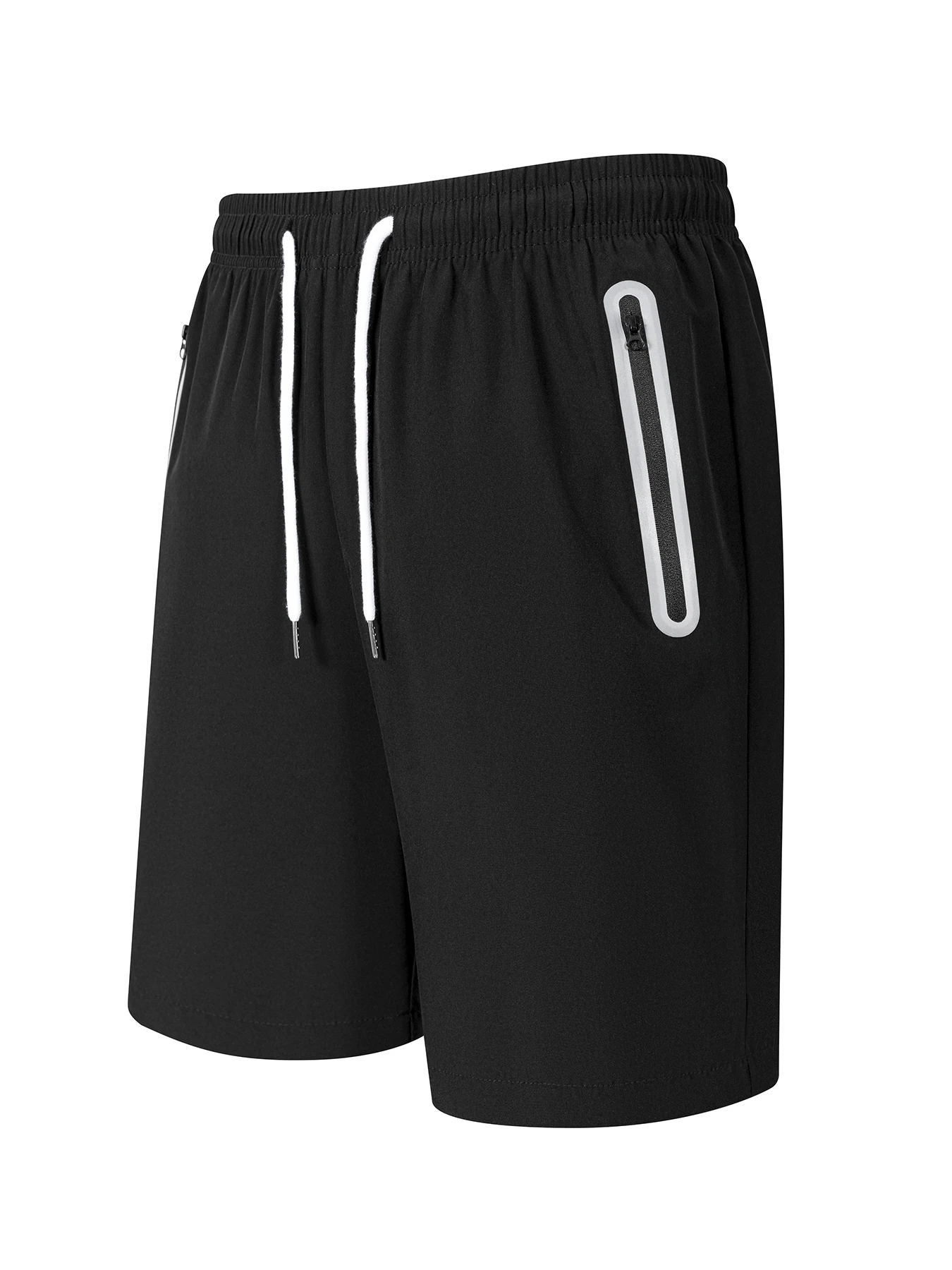 Mens Loose Fit Quick Dry Athletic Shorts Secure Zipper Phone Pocket Drawstring Breathable Gym Running Casual Short Trousers