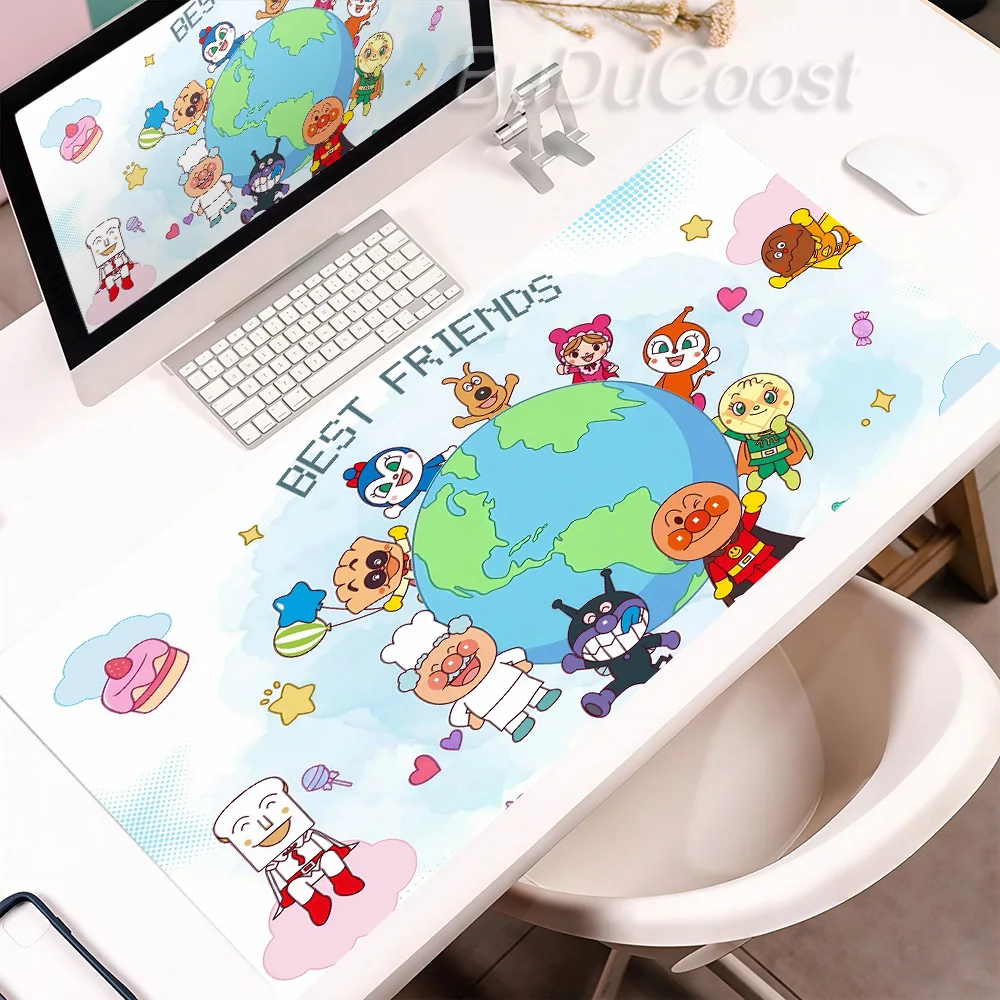 XXL Anime Anpanman Mousepad PC Gaming Computer Keyboard Playmat HD Rubber Non-Slip Overlock Deskmat Office Accessories Home Rug