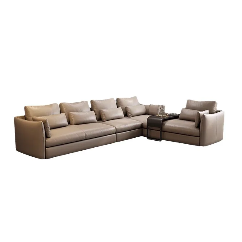 First layer cowhide size flat layer living room three combination large corner down furniture