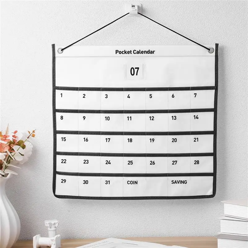 Imagem -03 - Parede Pendurado Calendário Bolso Mês Pendurado Calendário de Bolso Não Tecido Bolsa de Armazenamento Bolsas de Armazenamento Organizador 1pc