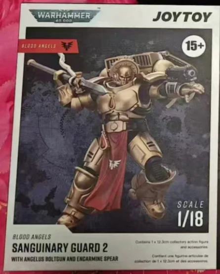 

Original JOYTOY Warhammer 40K Blood AngelsSanguinary Guard 2 with Angelus Boltgun and Encarmine Spear Scale1/18Animation Figures