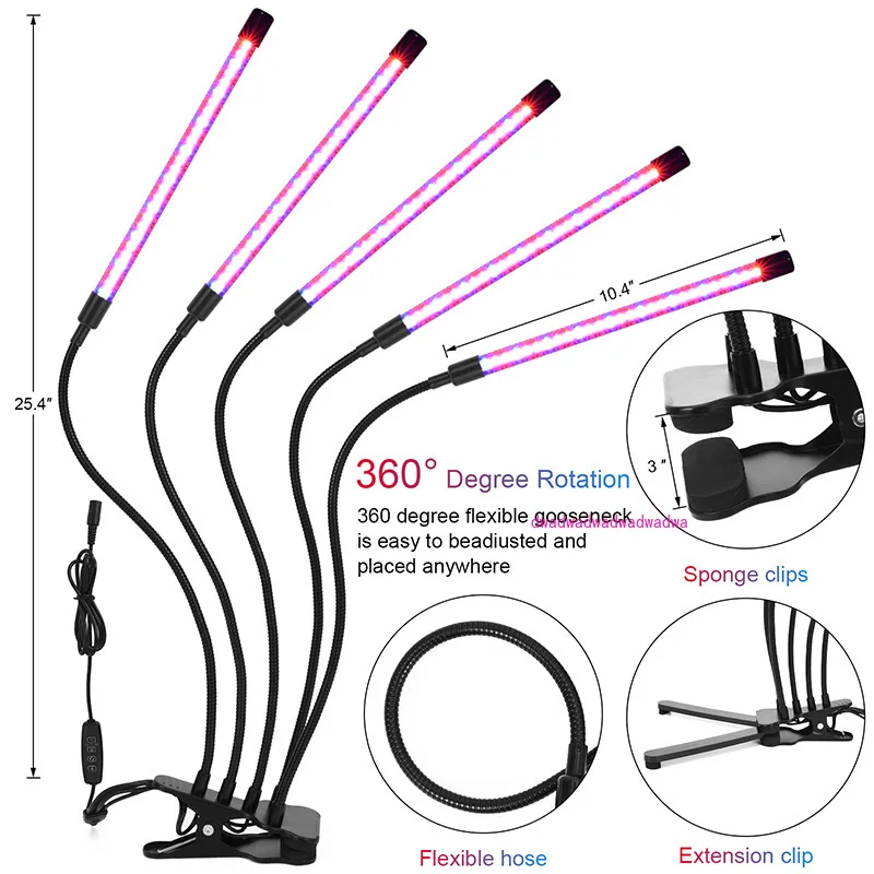 LED clip plant growth light USB dimming timing, green plants and flowers full spectrum succulent filling light