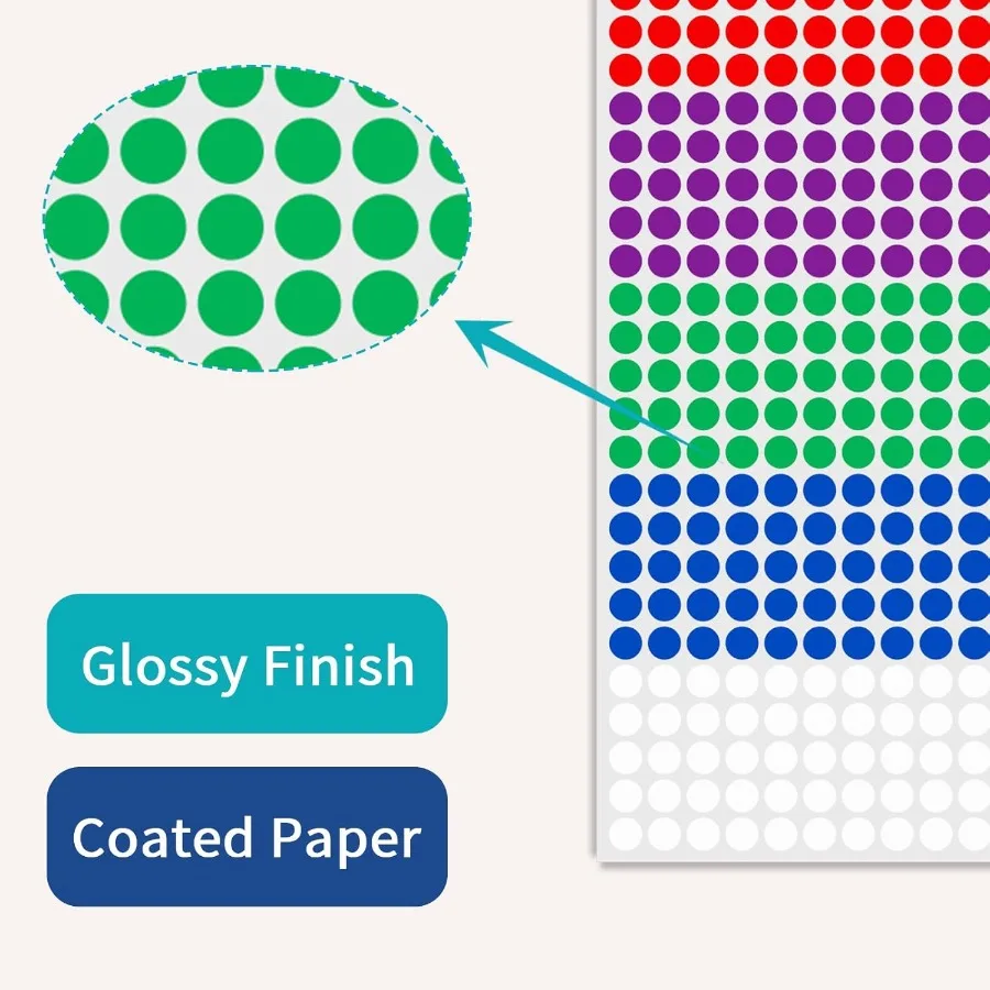 1 4 "تحريك نقطة ملونة صغيرة 2750 قطعة دائرية تحريك صغيرة صغيرة ملصقات ترميز ملونة صغيرة ملونة #5