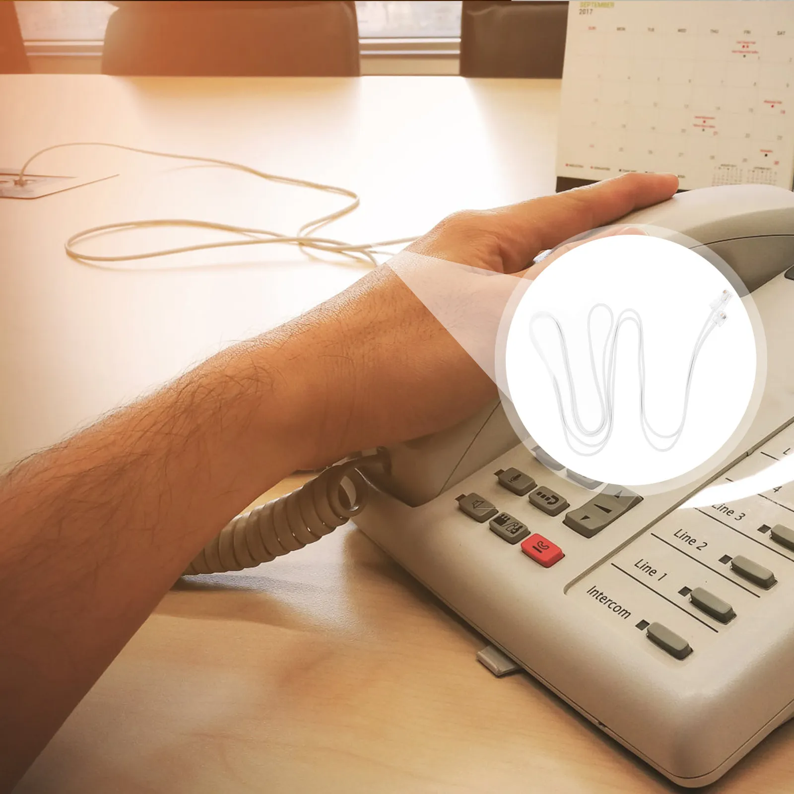 Rj11 6p4c Plug Telephone Cable Copper Satin 4 Conductor Heavy Duty Cord for Landline Phone Single Two Line Wire