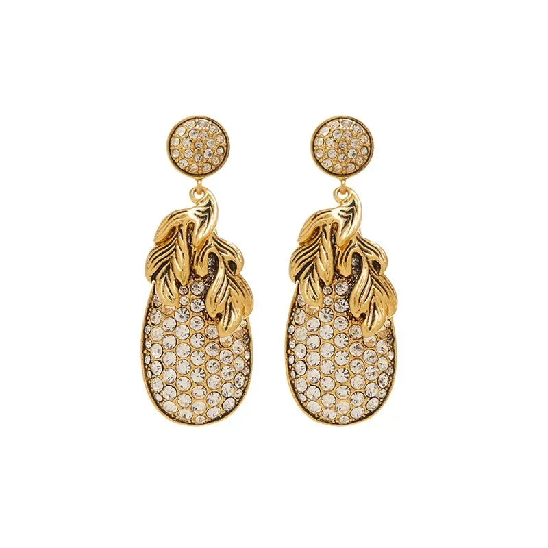 Vintage heavy industry full of diamond advanced sense of everything with earrings