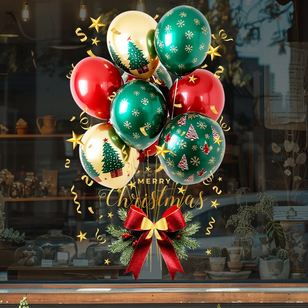 الملونة بالونة عيد الميلاد نمط ملصقات الزجاج عيد الميلاد ملصقات نافذة جدار ديكور نويل عيد ميلاد سعيد ديكور سنة جديدة سعيدة 2026 #2