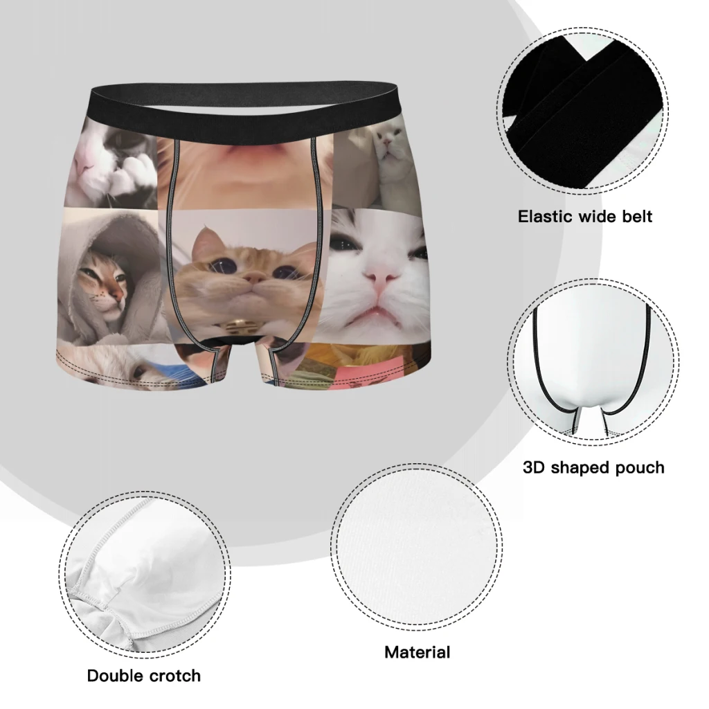 Cat Meme Funny Meme Cats Collection Underpants Homme Panties Man Underwear PrintShorts Boxer Briefs