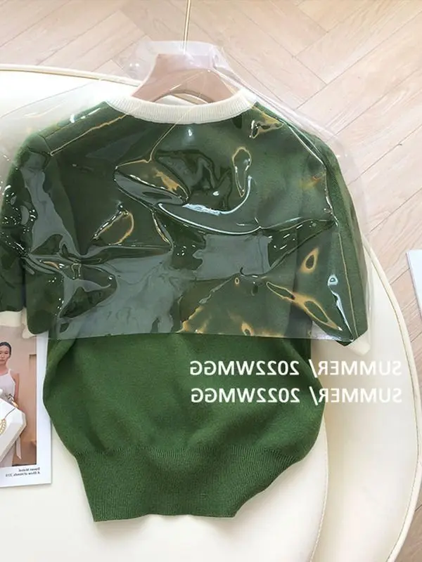 Retro Niche Loose Round Neck Short-sleeved Knit Sweater T-shirt Women Fashion 2025 Summer New Style