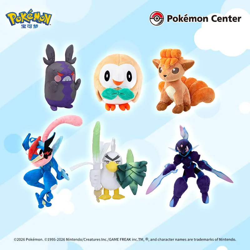 

New In Stock PokéMon Plush Toys Ash Greninja Ceruledge Sirfetch'D Vulpix Rowlet Morpeko Soft Stuffed Dolls Anime Fans Toy Gifts