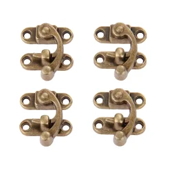 4pcs/set 29*33mm Antique Bronze Box Hasps w/screw Decor Latch Hasp Clasp Buckle Jewelry Case Horn Padlock Zinc Alloy Old Chinese