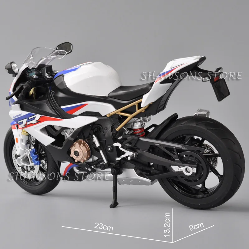 1:9 Scale Diecast Motorcycle Model Toy S1000RR Sport Bike Miniature Replica Working Headlights