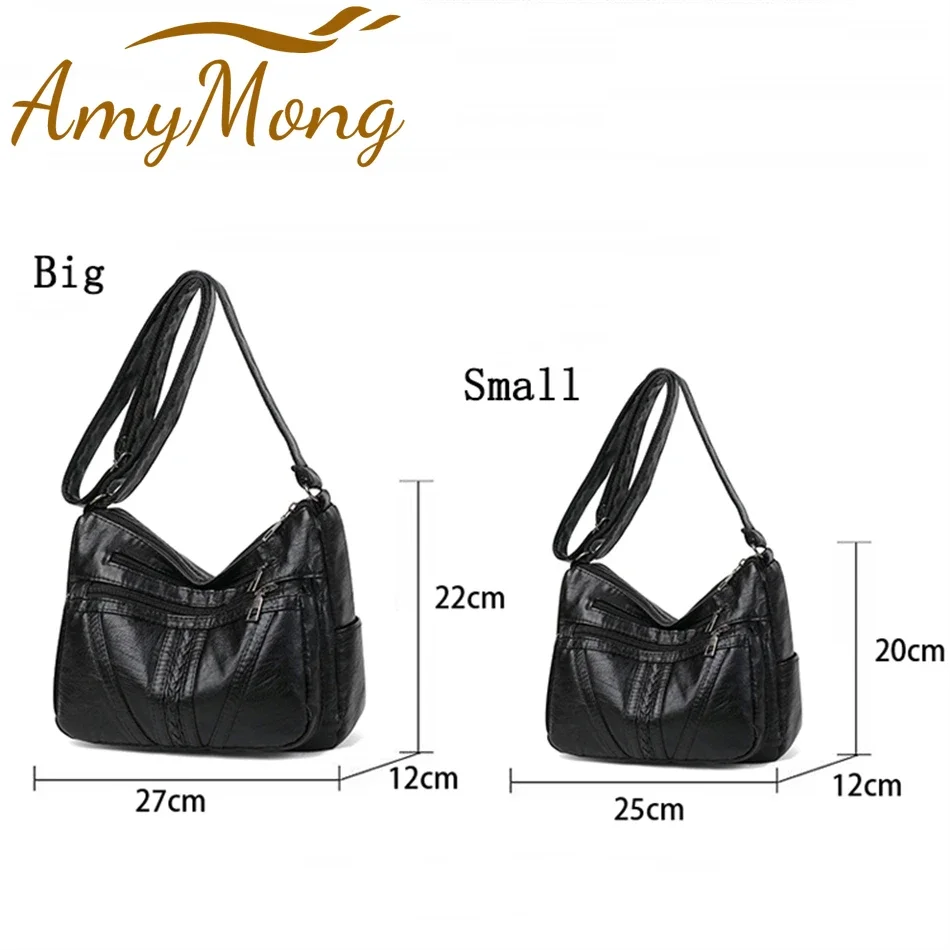 High Quality Soft PU Leather Shoulder Bag for Women 2024 Casual Multi-Layer Crossbody Bag Luxury Designer Washable Messenger Sac