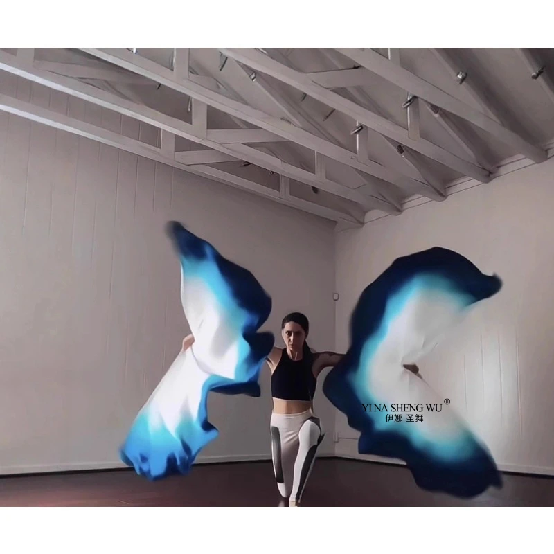 Flaga do tańca brzucha z gradientem, flaga chwalnicza, rekwizyt do ćwiczeń i występów, szarfa z wstążki dla kobiet, akcesoria do tańca grupowego