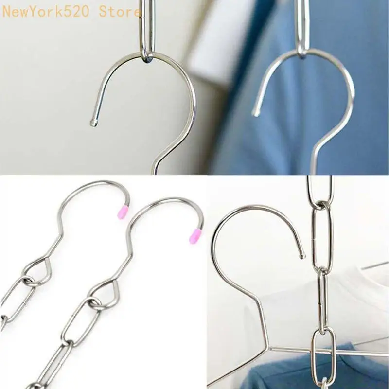 Stainless Steel Clothes Market Shop Display Hanging Chain Hooks With Ring Hanger Household N84C