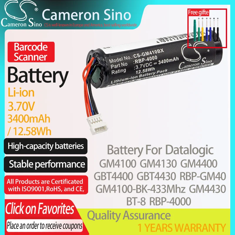 CameronSino 배터리 Datalogic GM4100 GM4130 GM4430 GM4400 GBT4400, 그래폰 128000894 바코드 스캐너 배터리에 적합, GM4100 GM4130 GM4430 GM4400 GBT4400