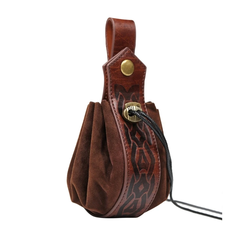 Medieval PU Leather Belt Vintage Waist Bag Portable Drawstring Bag Purse