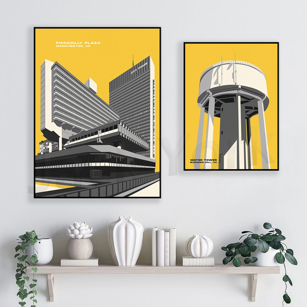 

Hove Town Hall Brutalist,Dudley Zoo ,Manchester Piccadilly Plaza and City Tower Poster,Burgess Hill Water Tower Poster