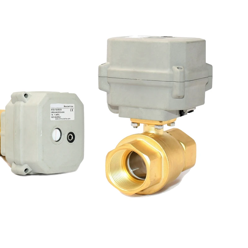 

1 1/4" DN32 npt bsp dc24v dc12v 2 way motorized mini water automatic actuator valve shut off electric brass ball valve