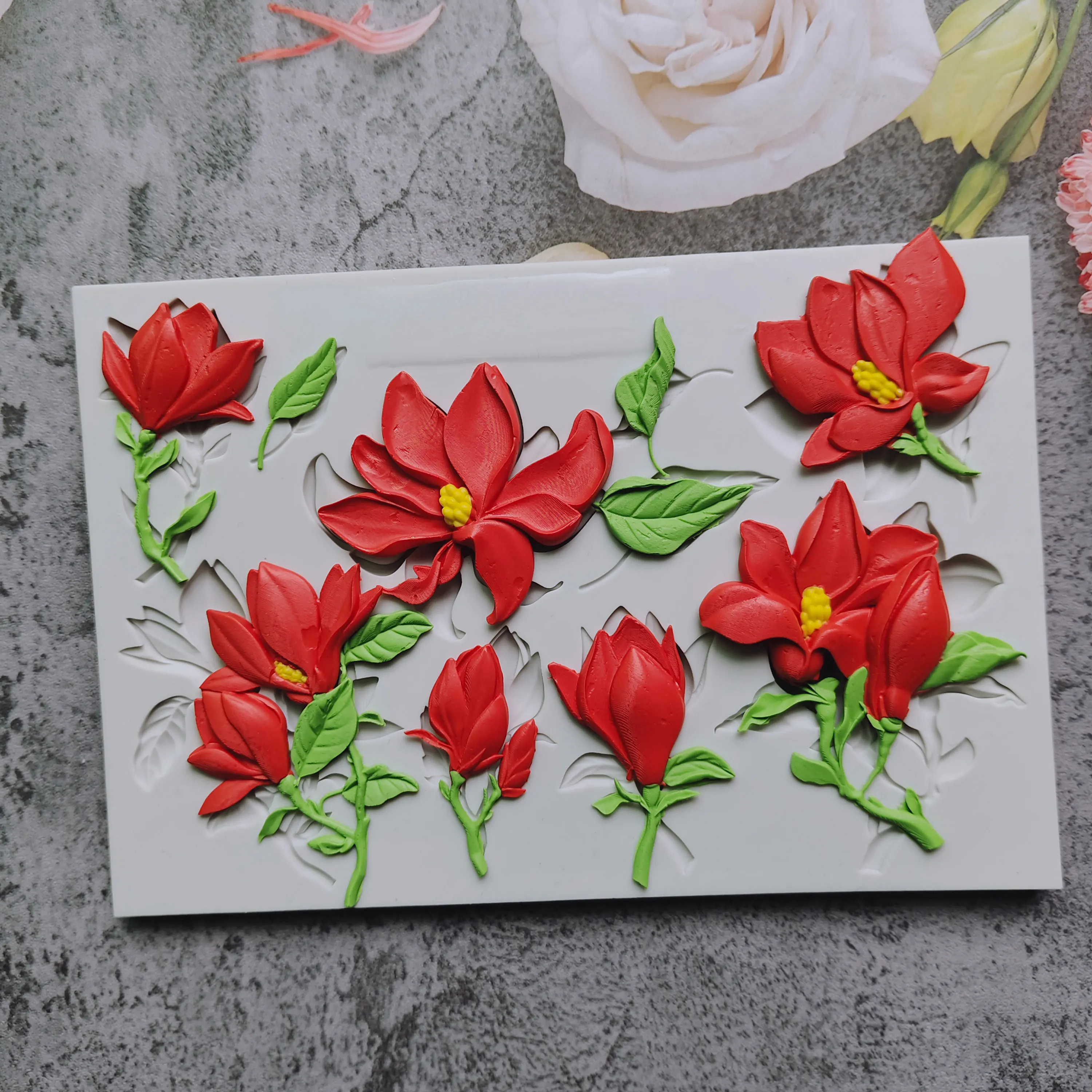 Magnolia Grace - Flowers Silicone Mould Fondant Cake Tool Gumpaste Mould, Sugarcraft, Chocolate Forms,Kitchen Accessories