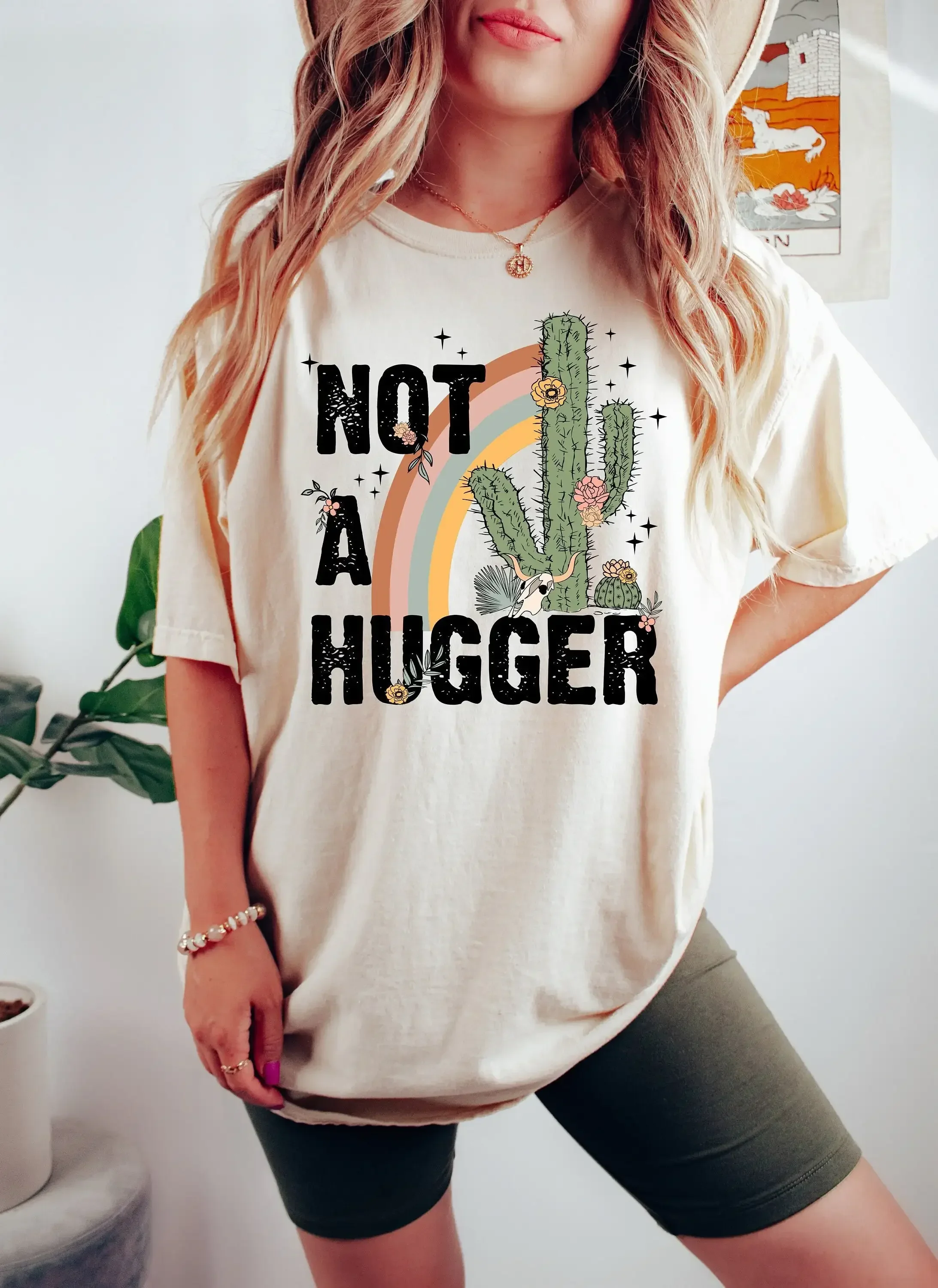 Retro  T Shirt Not A Hugger Vintage Personal Space Oversized Distressed