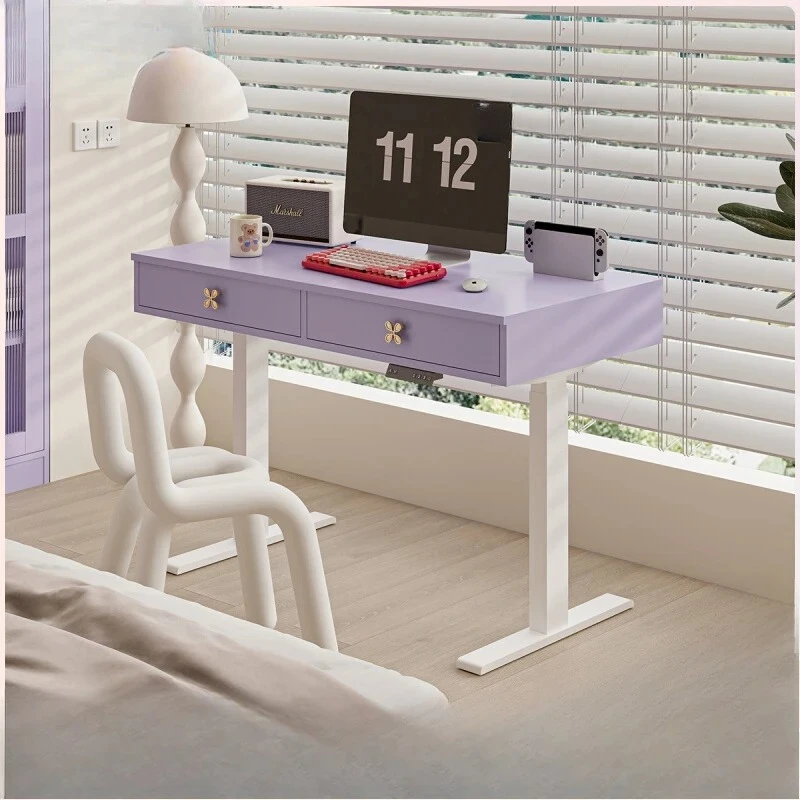 purple electric lifting table standing desk study writing table home computer table