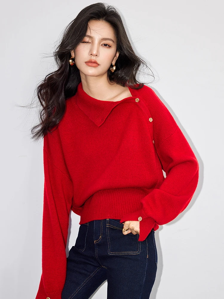 2024 Autumn New Fashion Turtleneck Sweater Women\'s Chic Design Knit Pullover Long Sleeve Simple Solid Color Tops