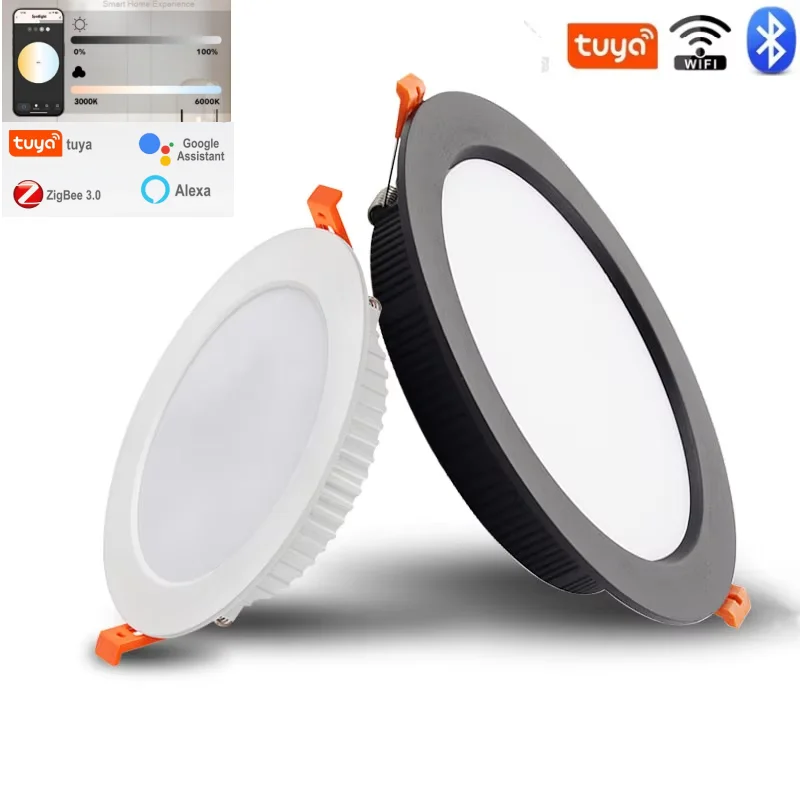 

Tuya Zigbee Bluetooth Smart LED Downlight Anti-Glare Recessed Black/White 110/220V Dimmabe Ceiling Lamp Bedroom Kitchen