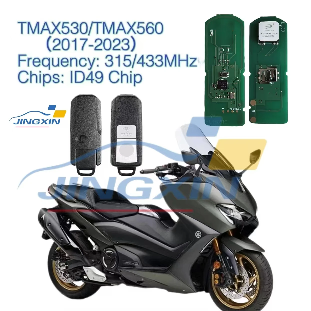 Jingxin Moto Clé À Distance Pour YAMAHA clé de voiture T-MAX 530/560 TPrévention 530 TPrévention 560 2016-2021 ID49 434/315MHz Smart Key