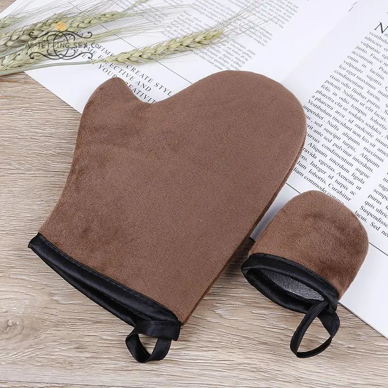 Brown Finger Glove Reusable Body Self Tan Glove Applicator Tanning Gloves Cream Lotion Mousse Body Cleaning Glove Self Tanner