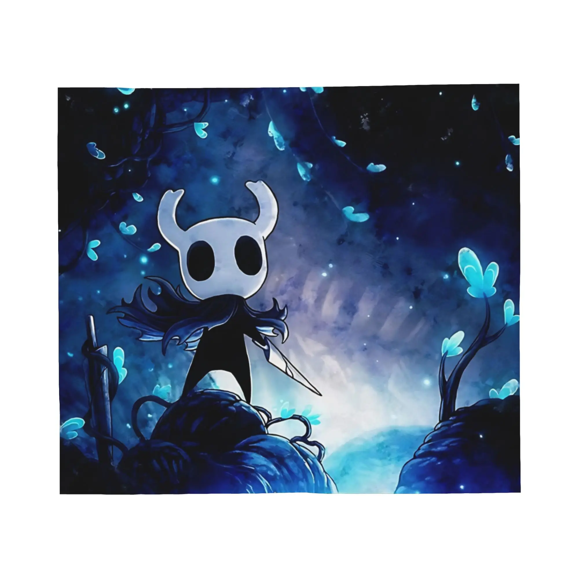 Hollow Knight Silksong Blanket Flannel Cartoon Lightweight Thin Throw Blanket for Outdoor Travel Bedspread