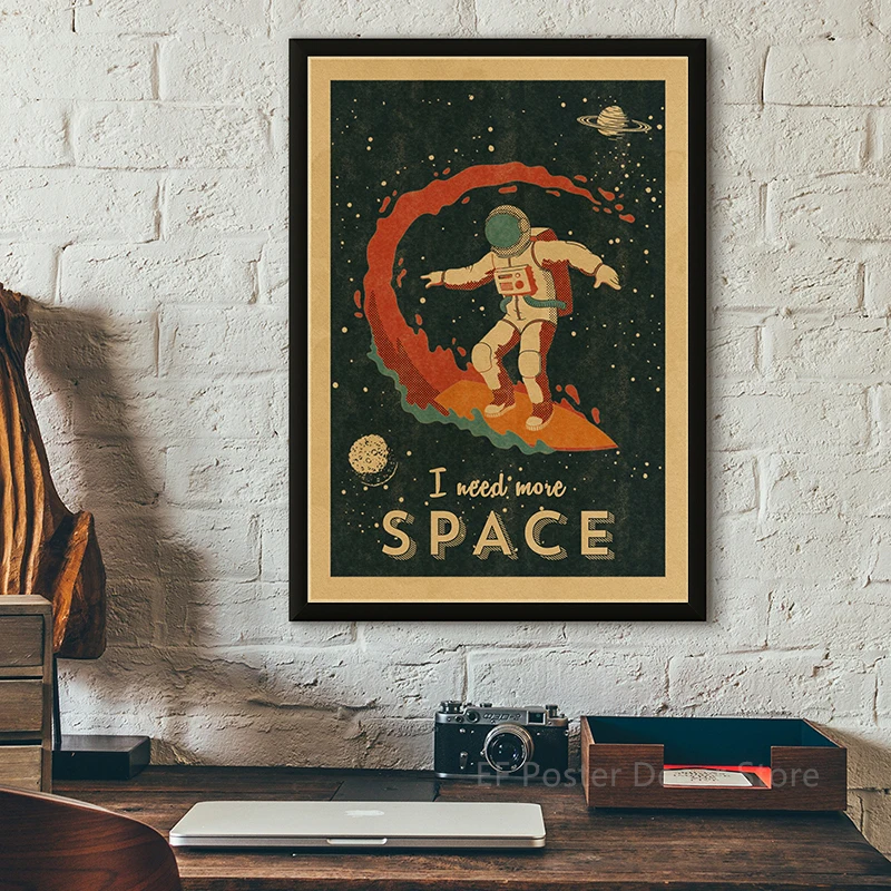Buy Three Get Four Space Travel Poster Explore Planet Vintage Home Room Decor Retro Painting Spaceship Prints Art Wall Picture