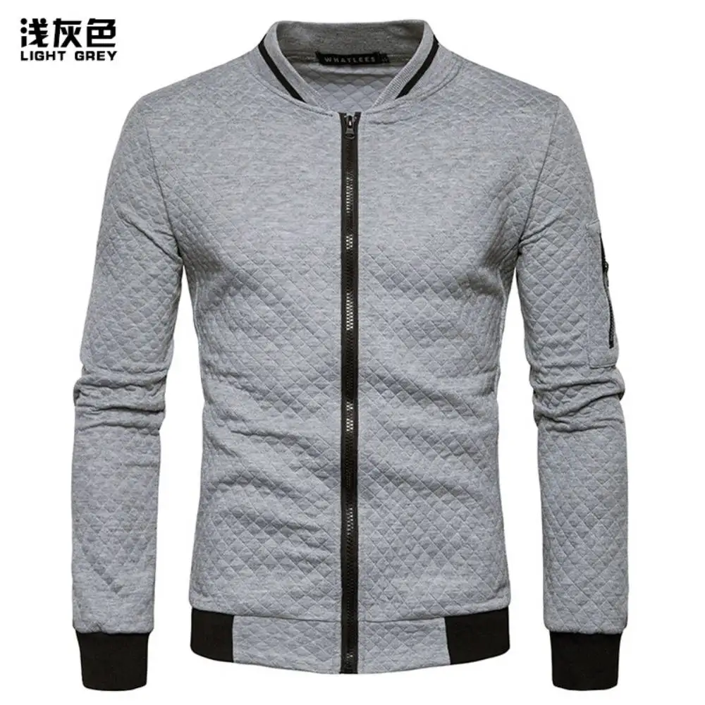 Men\'s Golf Sportswear Bomber Jacket Jacquard Plaid Coats Zipper Stand Collar Outerwear Casual Tops Men Jacket Sweatshirts S--4XL