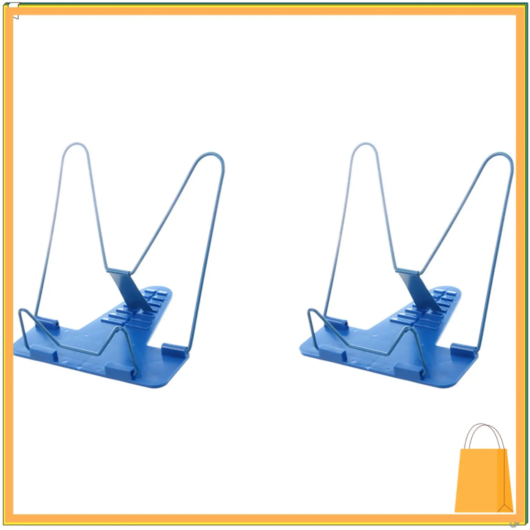 L52A-2Pcs Portable Foldable Adjustable Bookend Stand Reading Book Stand Document Holder Base Reading Book Shelf (Blue)22X16cm