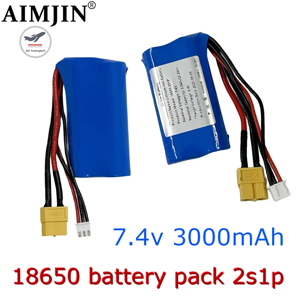 2S1P 3000mAh7.4V lithium-ion battery pack 18650  , suitable for various drones 7.4V backup power supply