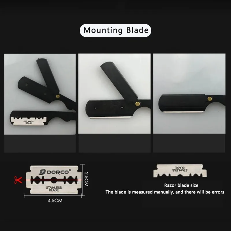수염 면도기 로즈우드 접이식 스테인레스 스틸 수염 면도기 얼굴 면도 남성용 휴대용 접이식 면도기