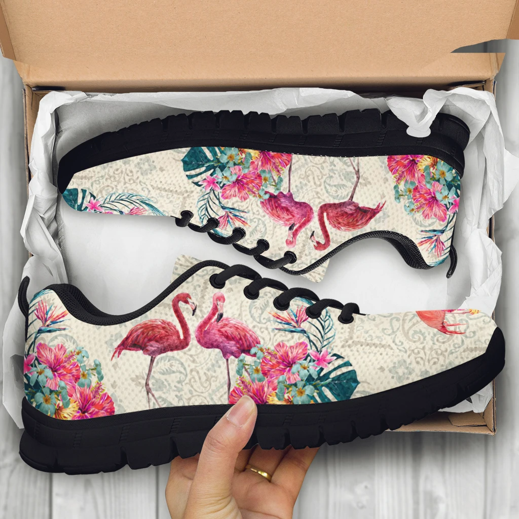 INSTANTARTS Trendy Flamingo Print Lightweight Outdoor Lace-up Shoes Black Sole Casual Shoes Summer Breathable Outdoor Sneakers image 6