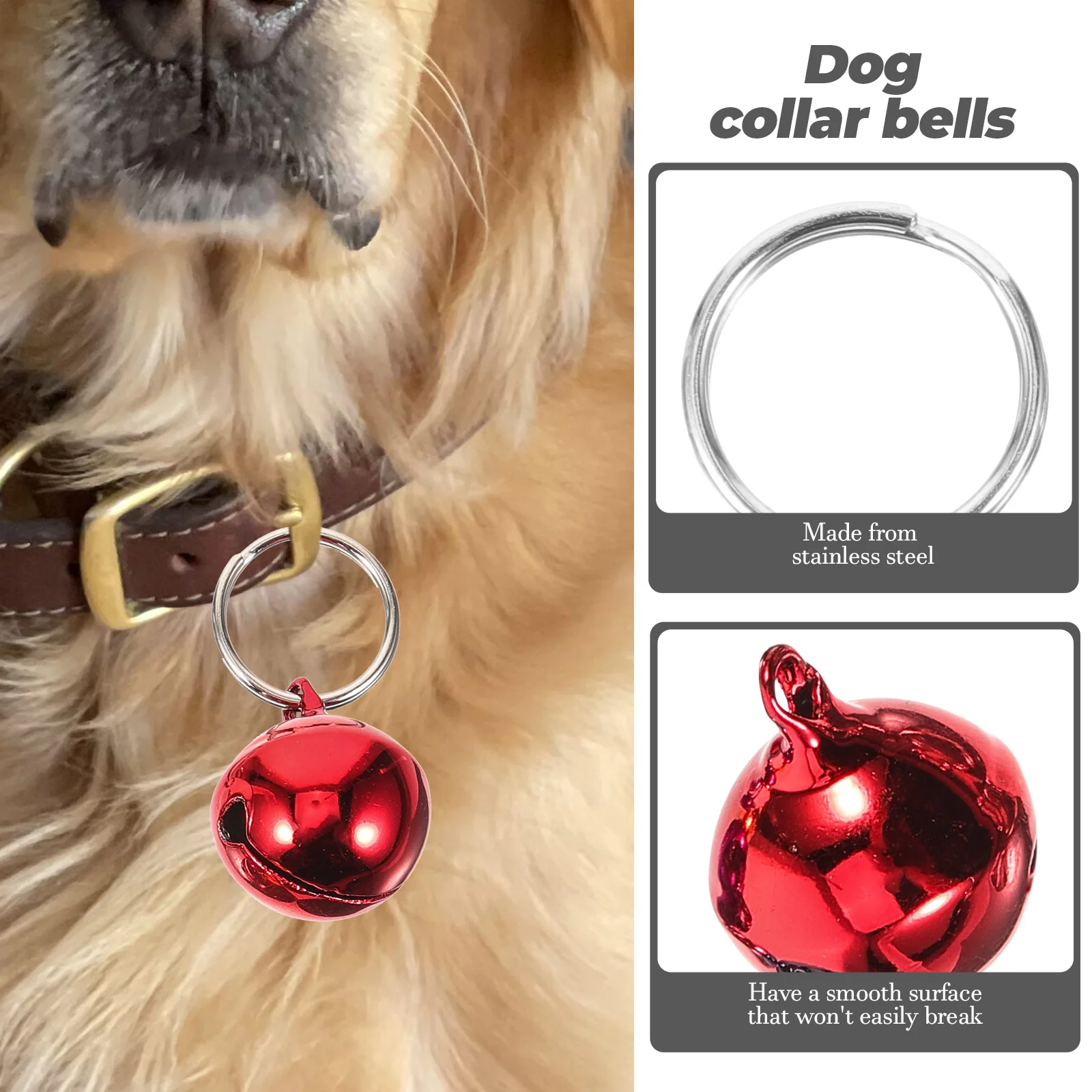 

6pcs Bell Accessories Pet Stainless Steel Hanging Collar Bells Dog Cat Pendant Christmas Colorful Durability Festivity Crafted