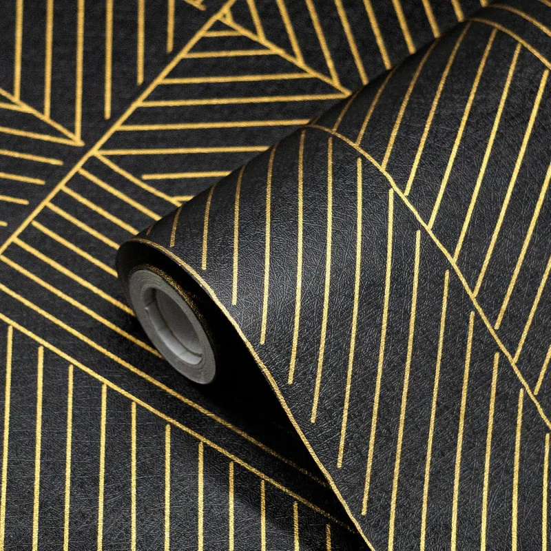 Modern Peel and Stick Wallpaper 17.3x78.8 Self Adhesive Wall Paper Geometric Stripe Contact Paper Gold and White Wallpapers Re