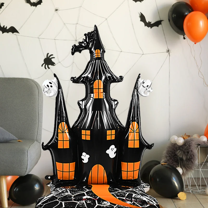 

150*106cm Large Halloween Ghost House Castle 3D Balloon Indoor And Outdoor Home Decor Foil Balloon Halloween Party Decorations