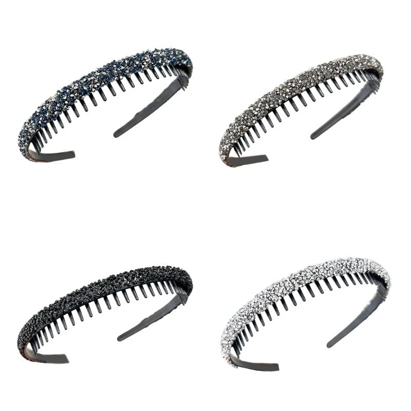 

Sparkling Rhinestones Headband NonSlip Toothed Hairband Face Washing Headband For Women Everyday Use And Party Wear 15UB