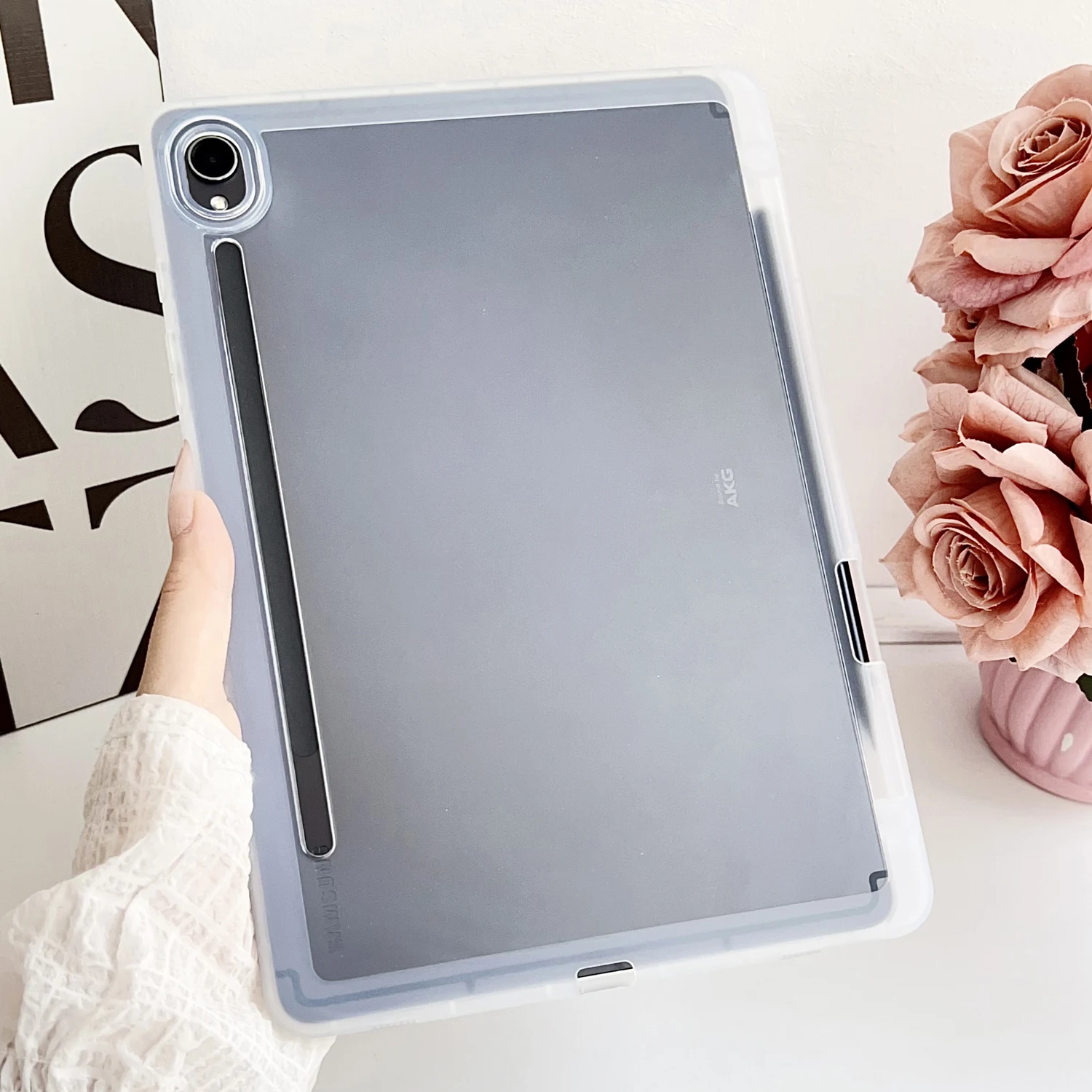 

Прозрачный чехол с прозрачным слотом для карандашей для Samsung Tab S7 S8 S9 A9 Plus A7 Lite, противоударный мягкий силиконовый чехол